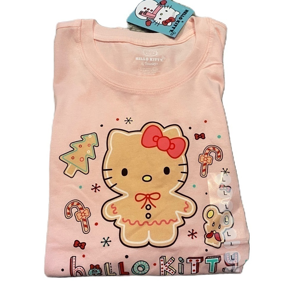 Hello Kitty Gingerbread Man T-shirt NEW Christmas Medium Large XL Pink Women